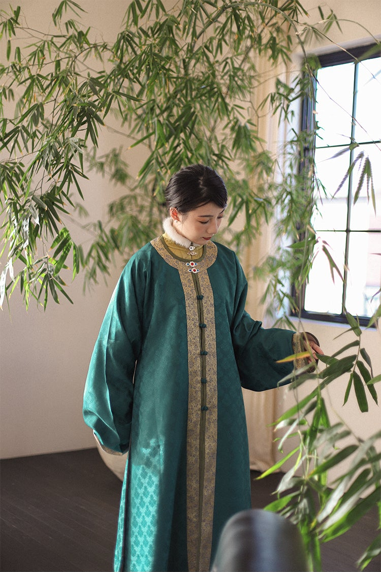 碧桃 明朝 圓領對襟長衫 圓領長衫