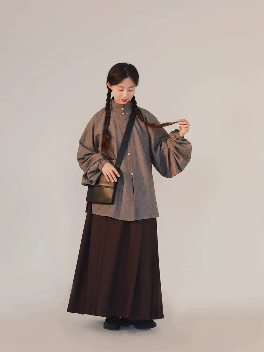 Gan Cao 甘草 Süßholz Modernisierter Ming-Dynastie Liling-Oberteil & Easy-Wear Mamian-Set