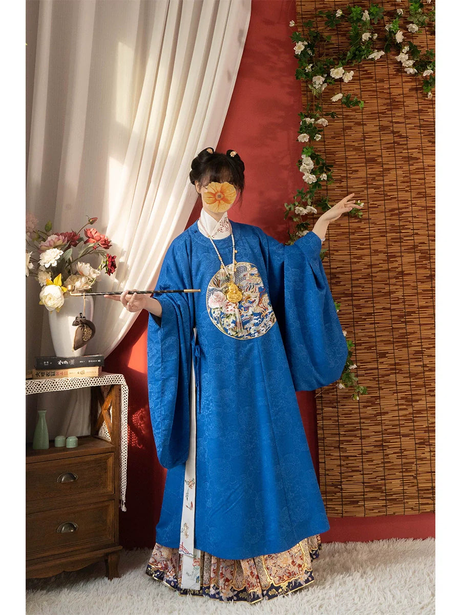 芍藥與龍 明制繡花圓領襖衫
