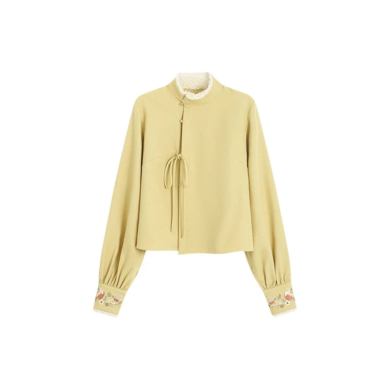Tana 塔娜 Pagoda Spire Modern Tang Song Round Collar Coat & Pants Set