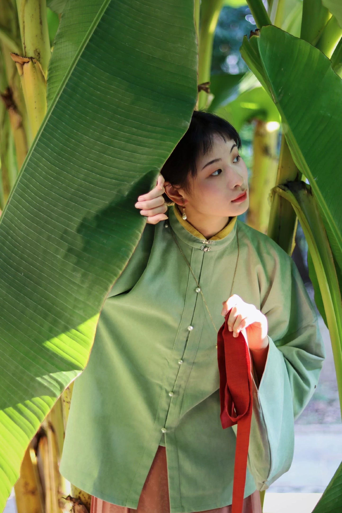 Egg Yolk 熟蛋 Ming Dynasty Contrast Collar Pipa Sleeves Liling Duijin Shirt