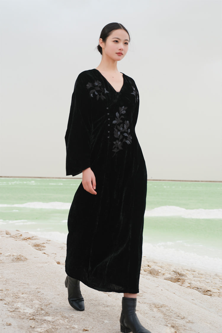 Ci Xiu 刺绣 Osmanthus Stickerei Samtkleid im neuen chinesischen Stil