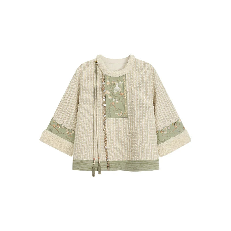 Tana 塔娜 Pagoda Spire Modern Tang Song Round Collar Coat & Pants Set