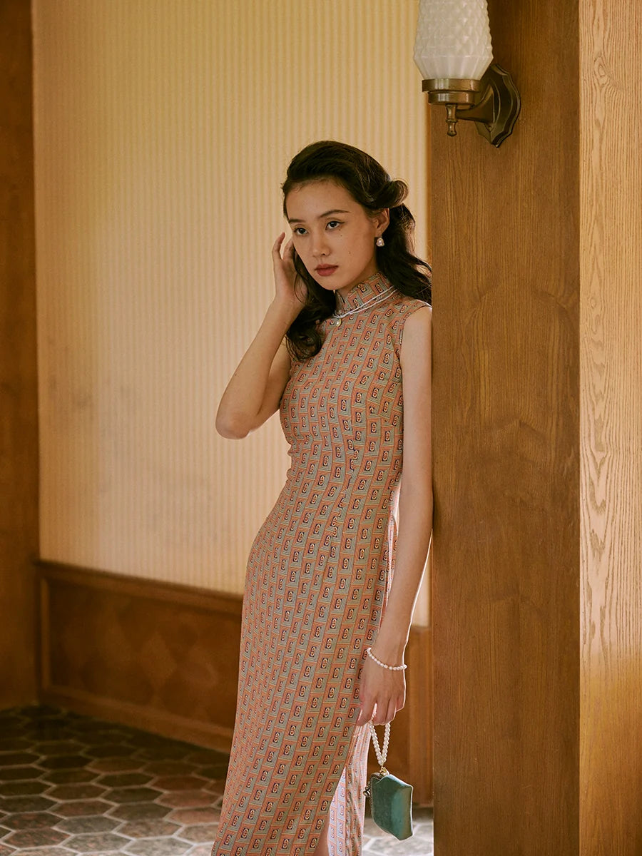 Li Sha 麗莎 Lisa 1940年代中世紀幾何無袖日常旗袍