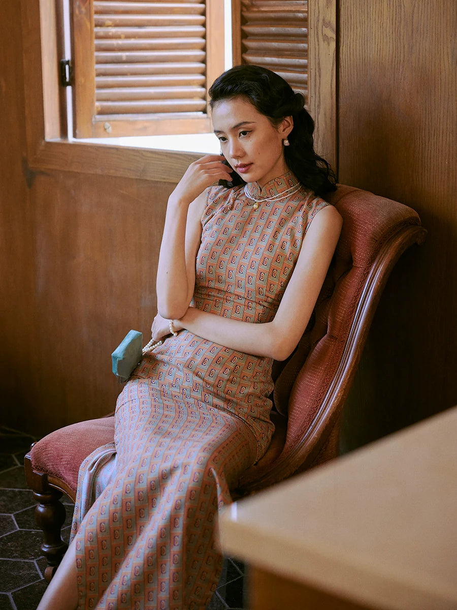 Li Sha 麗莎 Lisa 1940年代中世紀幾何無袖日常旗袍