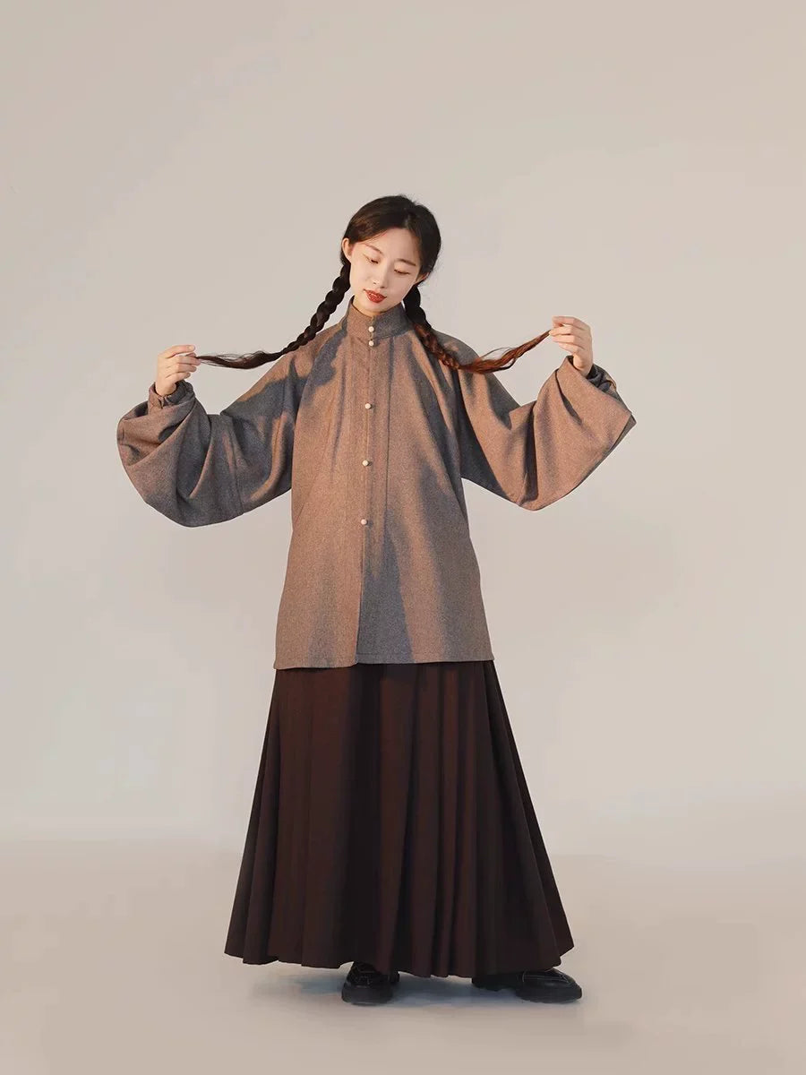 Gan Cao 甘草 Süßholz Modernisierter Ming-Dynastie Liling-Oberteil & Easy-Wear Mamian-Set
