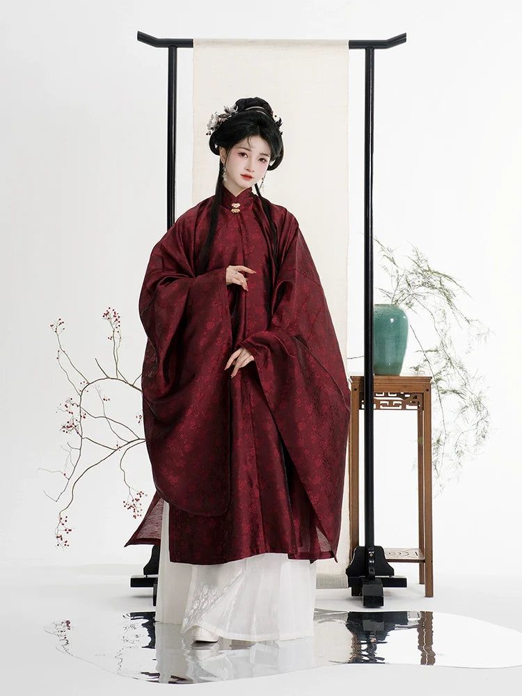Zhezhi Mei 折枝梅 Broken Plum Blossom Ming Dynasty Changshan Standing Collar Shirt