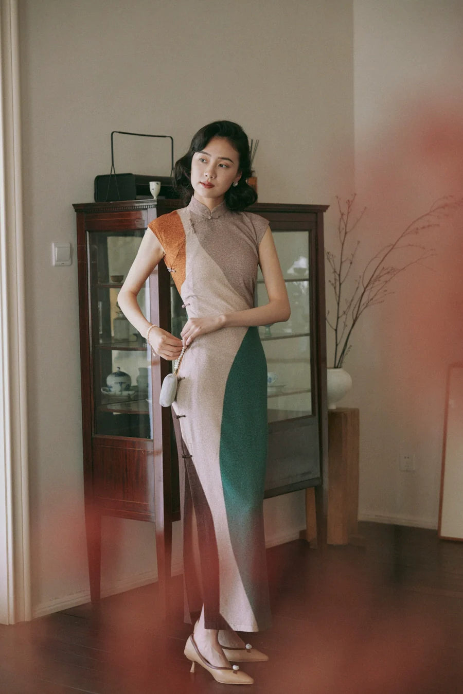 Molan Di 莫兰迪 Morandi Abstract Midcentury Daily Cap Sleeve Qipao