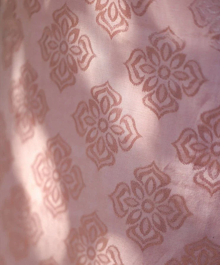 Tao Fen 桃粉 Peach Powder 1930s Satin Jacquard Cap Sleeve Qipao