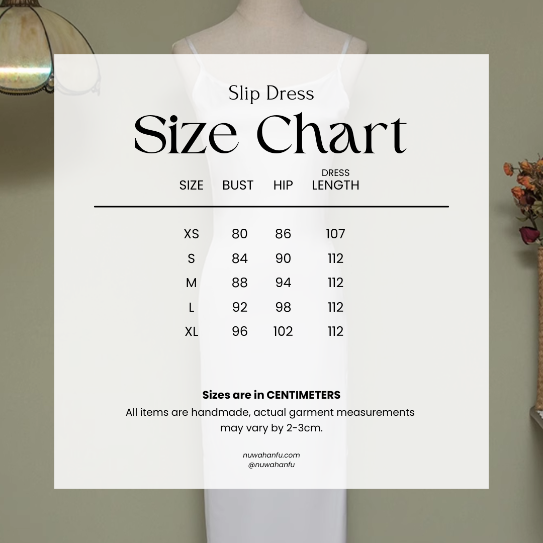 Satin Chiffon 缎面雪纺 Qipao Slip Dress Various Color Undergarments