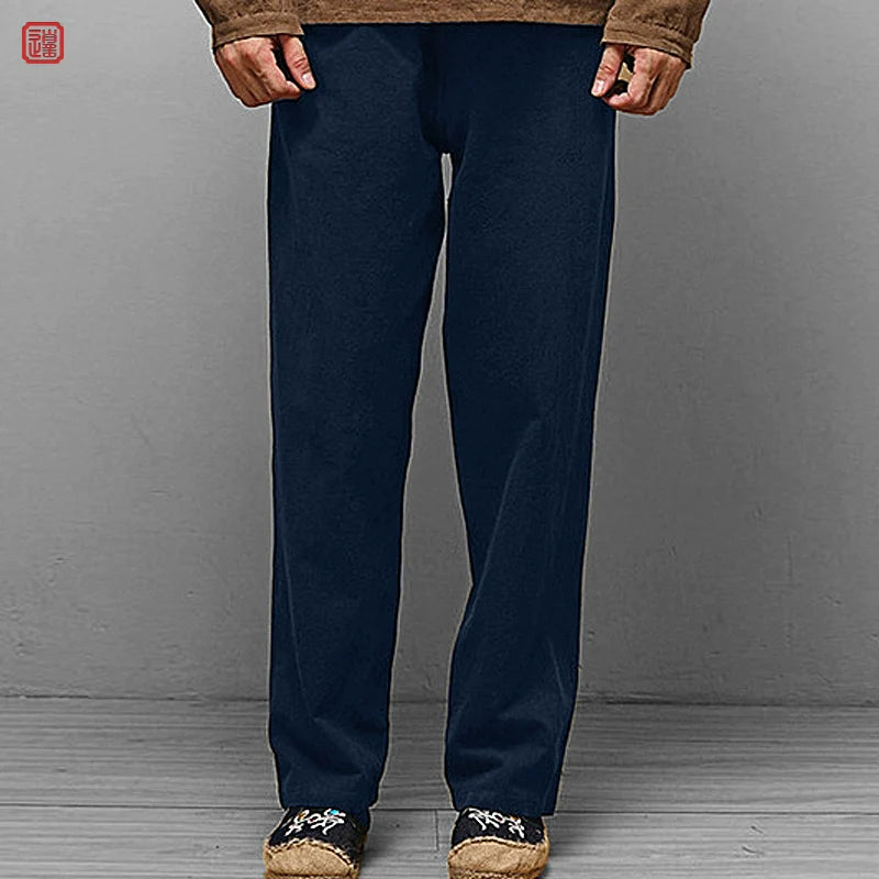 Chen Zhi 陈植 Modernized 1920s Men's Changpao Cotton Linen Pants