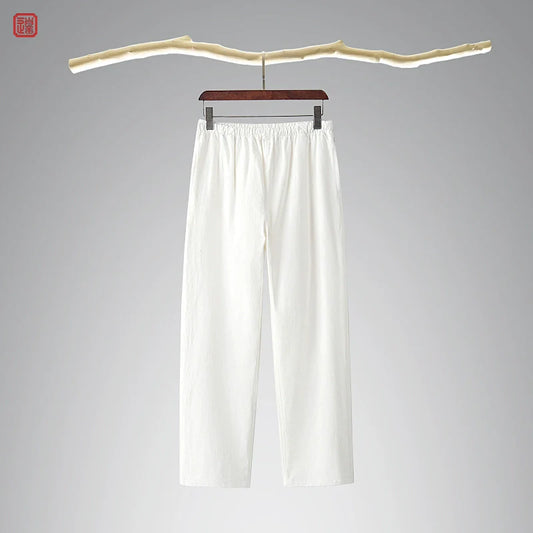 Lao Jie 老街 Old Streets Unisex Cotton & Linen Straight Leg Pants